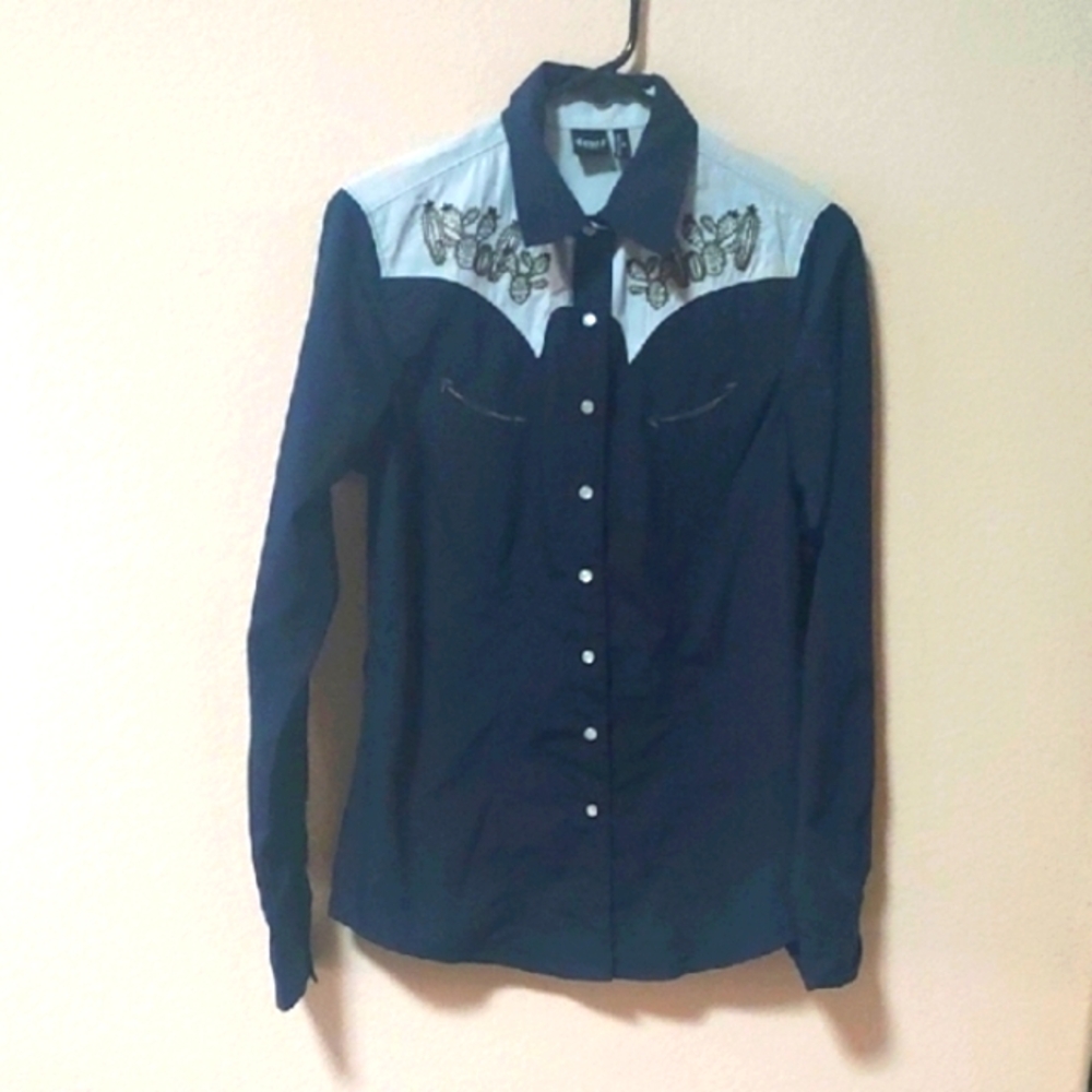 Cruel Denim- Navy and White Shirt- Size M